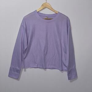 Raw edge crewneck purple sweatshirt junior size large